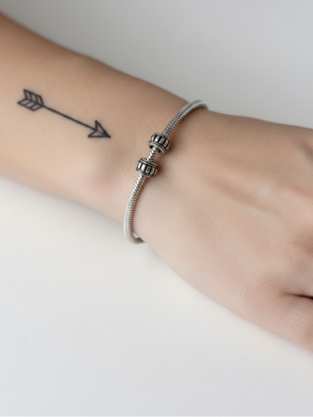 .925 Sterling Silver Slider Barrel Charm Bracelet